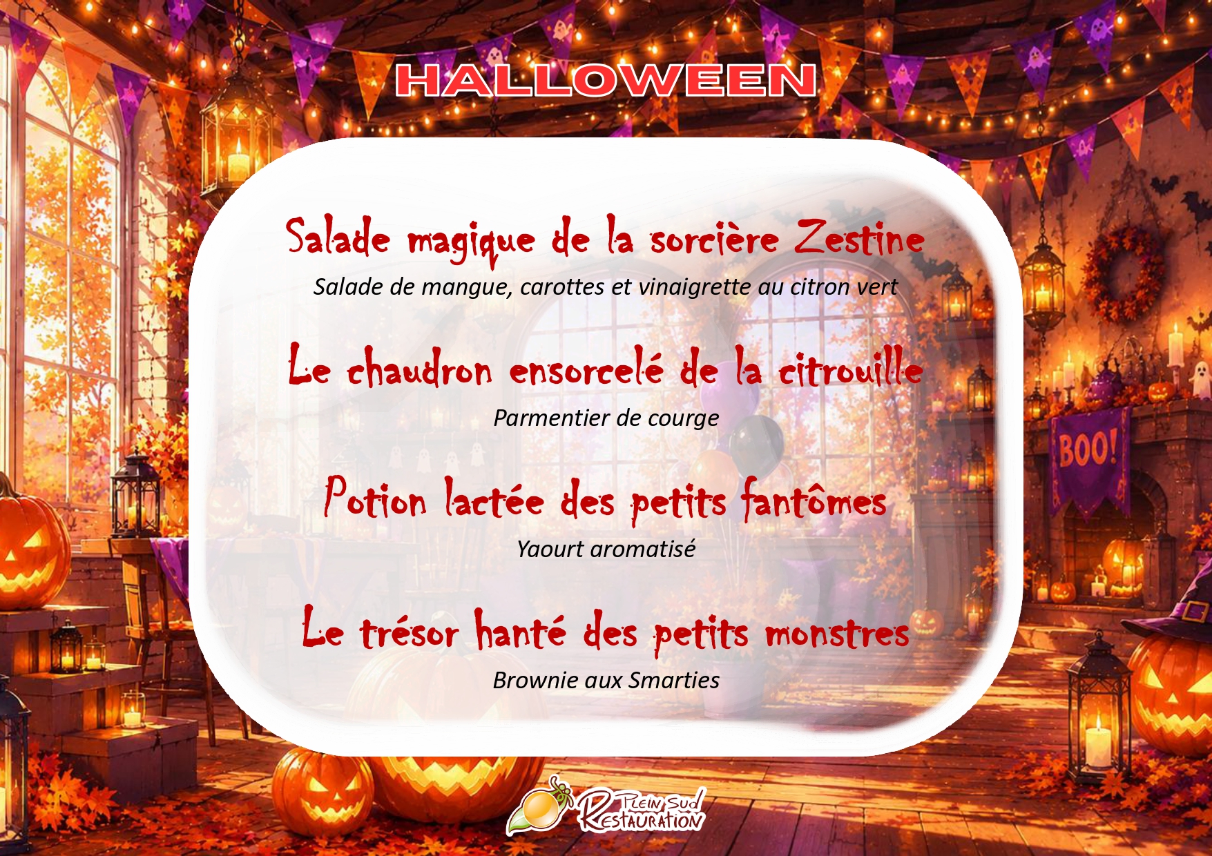 Menu Halloween - 15 octobre 2026